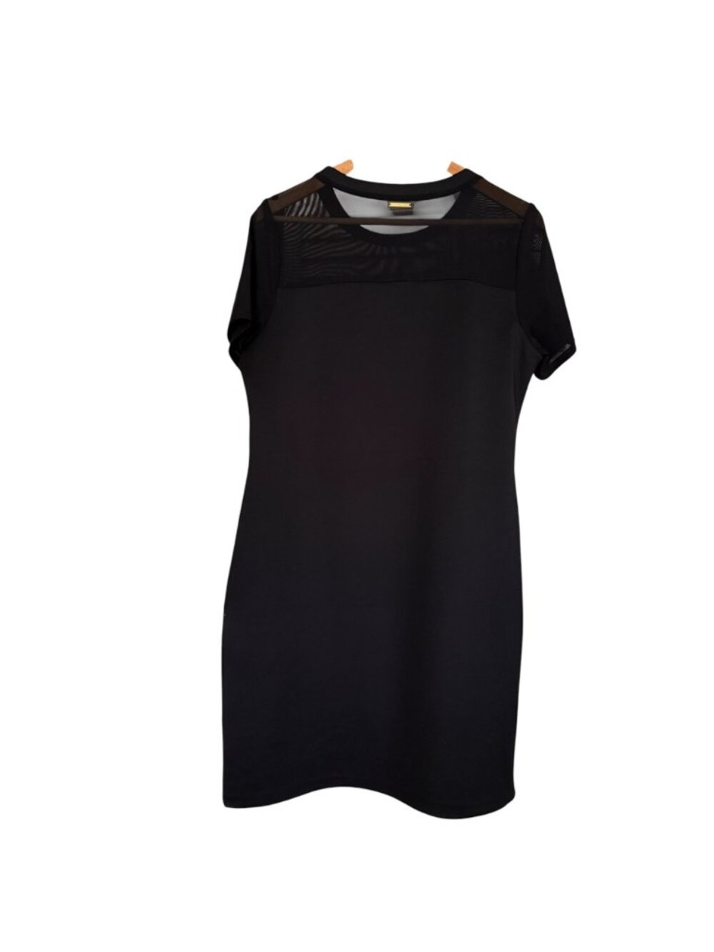 NWT Michael Kors Black Shift Dress With Sheer Yoke Panel Stretch Size Large - Picture 3 of 12